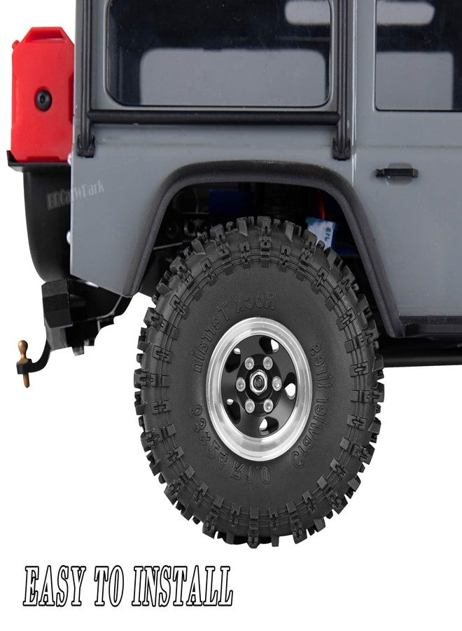 BRCatWPark RC 1.0" Beadlock Wheels and Tires for 1/18 TRX4M,1/24 SCX24 RC Crawler Car,4PCS Alloy Aluminium 1.0 Wheels Rims & Rubber Tires,Black - Image 3